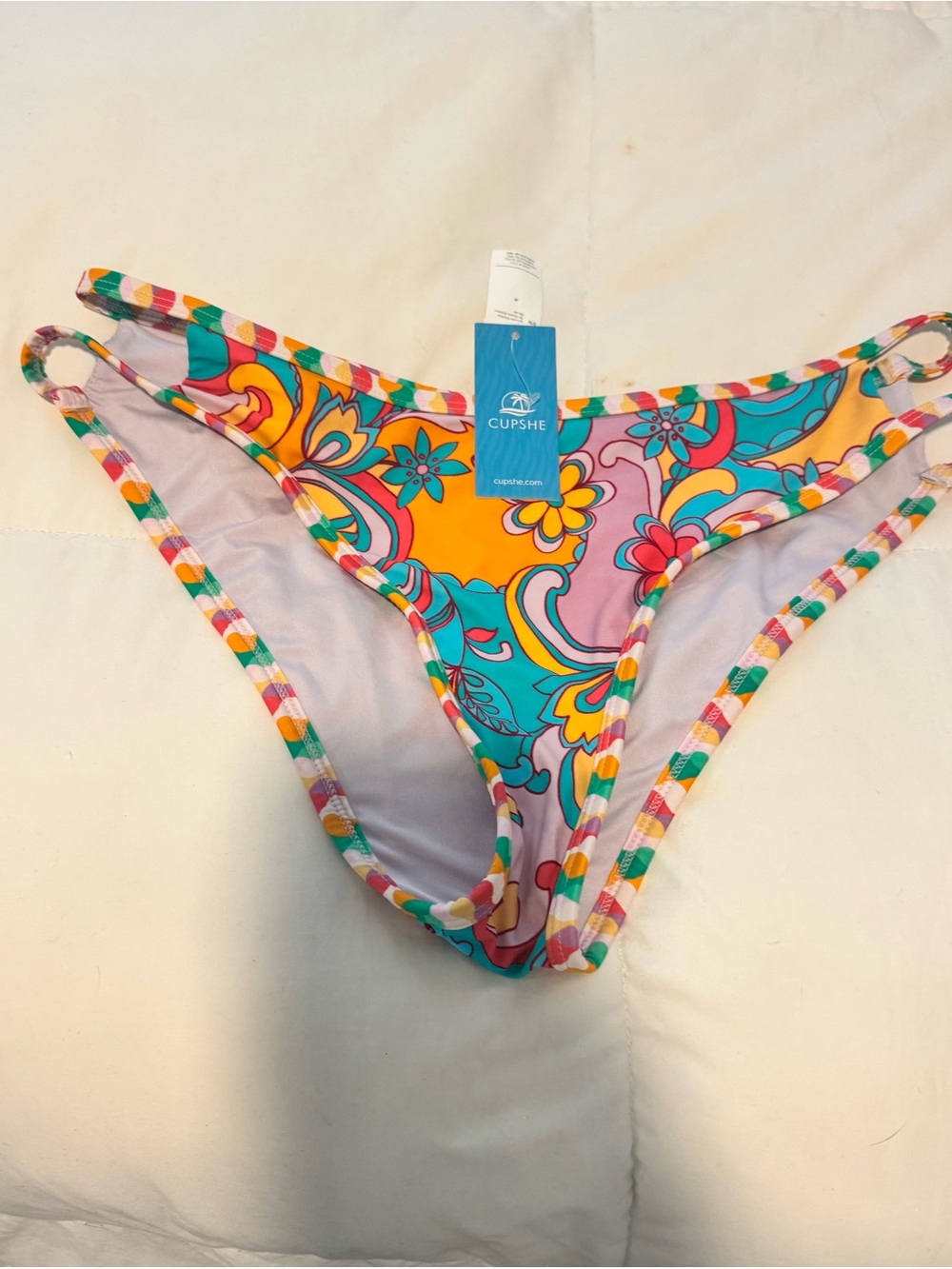 Cupshe Bright Multicolor Floral Paisley Bikini Bottoms